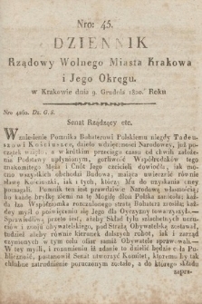 Dziennik Rządowy Wolnego Miasta Krakowa i Jego Okręgu. 1820, nr 45