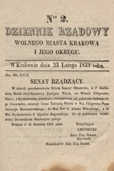 Dziennik Rządowy Wolnego Miasta Krakowa i Jego Okręgu. 1833, nr 2