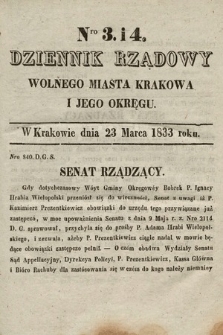 Dziennik Rządowy Wolnego Miasta Krakowa i Jego Okręgu. 1833, nr 3-4