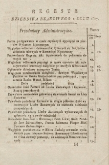 Dziennik Rządowy Wolnego Miasta Krakowa i Jego Okręgu. 1827, Regestr Dziennika