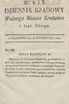 Dziennik Rządowy Wolnego Miasta Krakowa i Jego Okręgu. 1827, nr 2-3