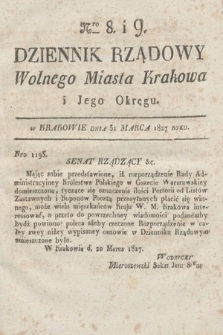 Dziennik Rządowy Wolnego Miasta Krakowa i Jego Okręgu. 1827, nr 8-9