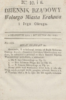 Dziennik Rządowy Wolnego Miasta Krakowa i Jego Okręgu. 1827, nr 10-11