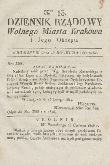 Dziennik Rządowy Wolnego Miasta Krakowa i Jego Okręgu. 1827, nr 13