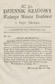 Dziennik Rządowy Wolnego Miasta Krakowa i Jego Okręgu. 1827, nr 14
