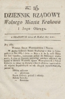 Dziennik Rządowy Wolnego Miasta Krakowa i Jego Okręgu. 1827, nr 16