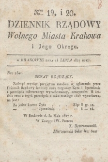 Dziennik Rządowy Wolnego Miasta Krakowa i Jego Okręgu. 1827, nr 19-20