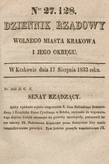 Dziennik Rządowy Wolnego Miasta Krakowa i Jego Okręgu. 1833, nr 27-28