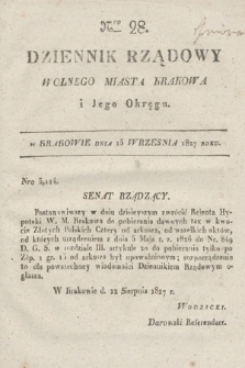 Dziennik Rządowy Wolnego Miasta Krakowa i Jego Okręgu. 1827, nr 28