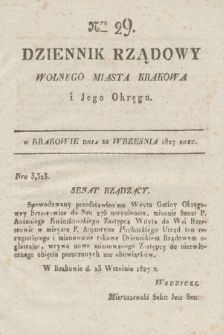 Dziennik Rządowy Wolnego Miasta Krakowa i Jego Okręgu. 1827, nr 29
