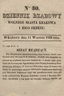Dziennik Rządowy Wolnego Miasta Krakowa i Jego Okręgu. 1833, nr 30