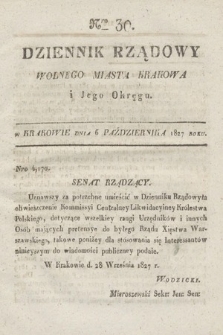 Dziennik Rządowy Wolnego Miasta Krakowa i Jego Okręgu. 1827, nr 30