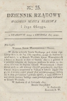 Dziennik Rządowy Wolnego Miasta Krakowa i Jego Okręgu. 1827, nr 33