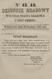 Dziennik Rządowy Wolnego Miasta Krakowa i Jego Okręgu. 1833, nr 41-42