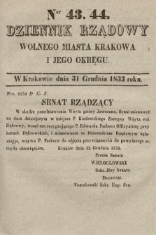 Dziennik Rządowy Wolnego Miasta Krakowa i Jego Okręgu. 1833, nr 43-44