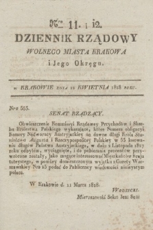 Dziennik Rządowy Wolnego Miasta Krakowa i Jego Okręgu. 1828, nr 11-12