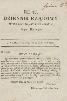 Dziennik Rządowy Wolnego Miasta Krakowa i Jego Okręgu. 1828, nr 17