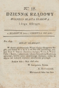 Dziennik Rządowy Wolnego Miasta Krakowa i Jego Okręgu. 1828, nr 18