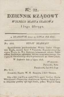 Dziennik Rządowy Wolnego Miasta Krakowa i Jego Okręgu. 1828, nr 22