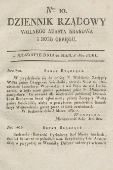 Dziennik Rządowy Wolnego Miasta Krakowa i Jego Okręgu. 1830, nr 10