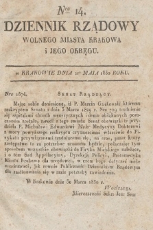 Dziennik Rządowy Wolnego Miasta Krakowa i Jego Okręgu. 1830, nr 14