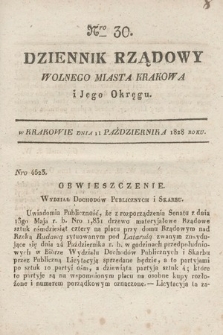 Dziennik Rządowy Wolnego Miasta Krakowa i Jego Okręgu. 1828, nr 30