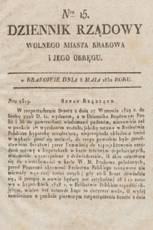 Dziennik Rządowy Wolnego Miasta Krakowa i Jego Okręgu. 1830, nr 15