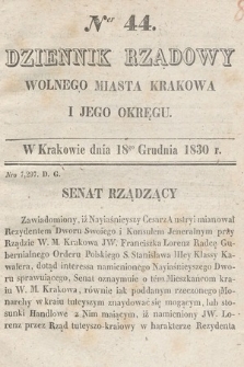 Dziennik Rządowy Wolnego Miasta Krakowa i Jego Okręgu. 1830, nr 44