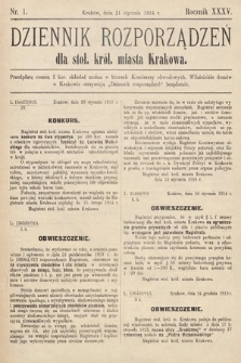 Dziennik Rozporządzeń dla Stoł. Król. Miasta Krakowa. 1914, nr 1