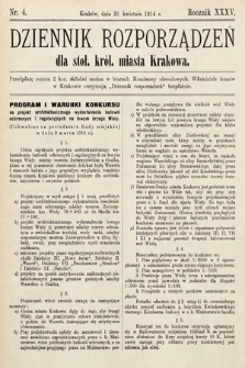 Dziennik Rozporządzeń dla Stoł. Król. Miasta Krakowa. 1914, nr 4