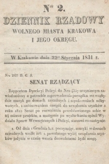 Dziennik Rządowy Wolnego Miasta Krakowa i Jego Okręgu. 1831, nr 2