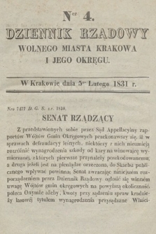 Dziennik Rządowy Wolnego Miasta Krakowa i Jego Okręgu. 1831, nr 4