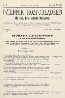 Dziennik Rozporządzeń dla Stoł. Król. Miasta Krakowa. 1914, nr 7