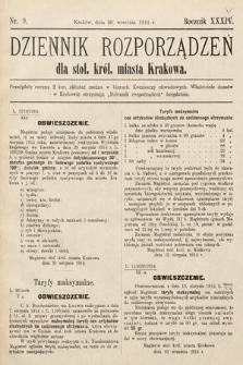 Dziennik Rozporządzeń dla Stoł. Król. Miasta Krakowa. 1914, nr 9