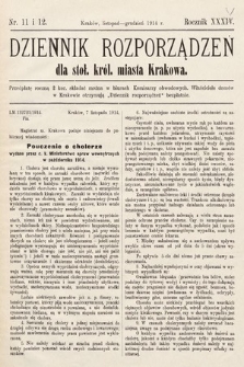 Dziennik Rozporządzeń dla Stoł. Król. Miasta Krakowa. 1914, nr 11-12