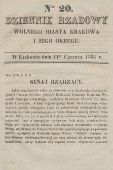 Dziennik Rządowy Wolnego Miasta Krakowa i Jego Okręgu. 1831, nr 20