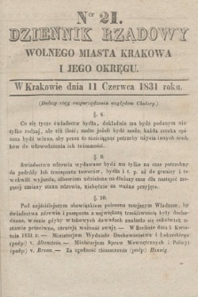 Dziennik Rządowy Wolnego Miasta Krakowa i Jego Okręgu. 1831, nr 21