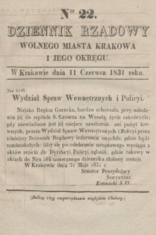 Dziennik Rządowy Wolnego Miasta Krakowa i Jego Okręgu. 1831, nr 22