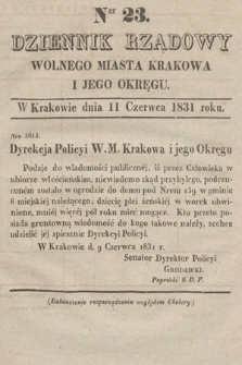 Dziennik Rządowy Wolnego Miasta Krakowa i Jego Okręgu. 1831, nr 23