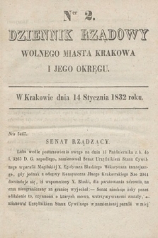 Dziennik Rządowy Wolnego Miasta Krakowa i Jego Okręgu. 1832, nr 2