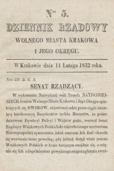 Dziennik Rządowy Wolnego Miasta Krakowa i Jego Okręgu. 1832, nr 5