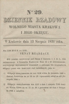 Dziennik Rządowy Wolnego Miasta Krakowa i Jego Okręgu. 1831, nr 29