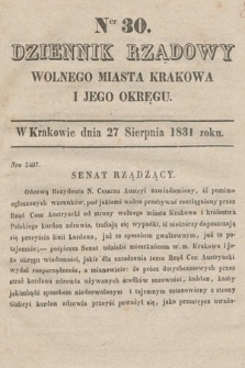 Dziennik Rządowy Wolnego Miasta Krakowa i Jego Okręgu. 1831, nr 30