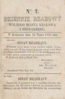 Dziennik Rządowy Wolnego Miasta Krakowa i Jego Okręgu. 1832, nr 7