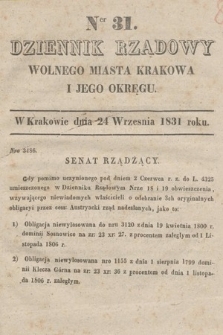Dziennik Rządowy Wolnego Miasta Krakowa i Jego Okręgu. 1831, nr 31