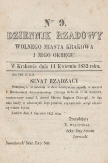 Dziennik Rządowy Wolnego Miasta Krakowa i Jego Okręgu. 1832, nr 9