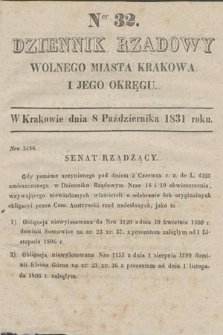 Dziennik Rządowy Wolnego Miasta Krakowa i Jego Okręgu. 1831, nr 32