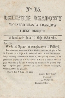 Dziennik Rządowy Wolnego Miasta Krakowa i Jego Okręgu. 1832, nr 15