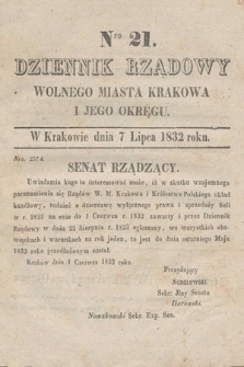Dziennik Rządowy Wolnego Miasta Krakowa i Jego Okręgu. 1832, nr 21