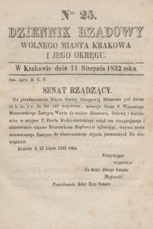 Dziennik Rządowy Wolnego Miasta Krakowa i Jego Okręgu. 1832, nr 25